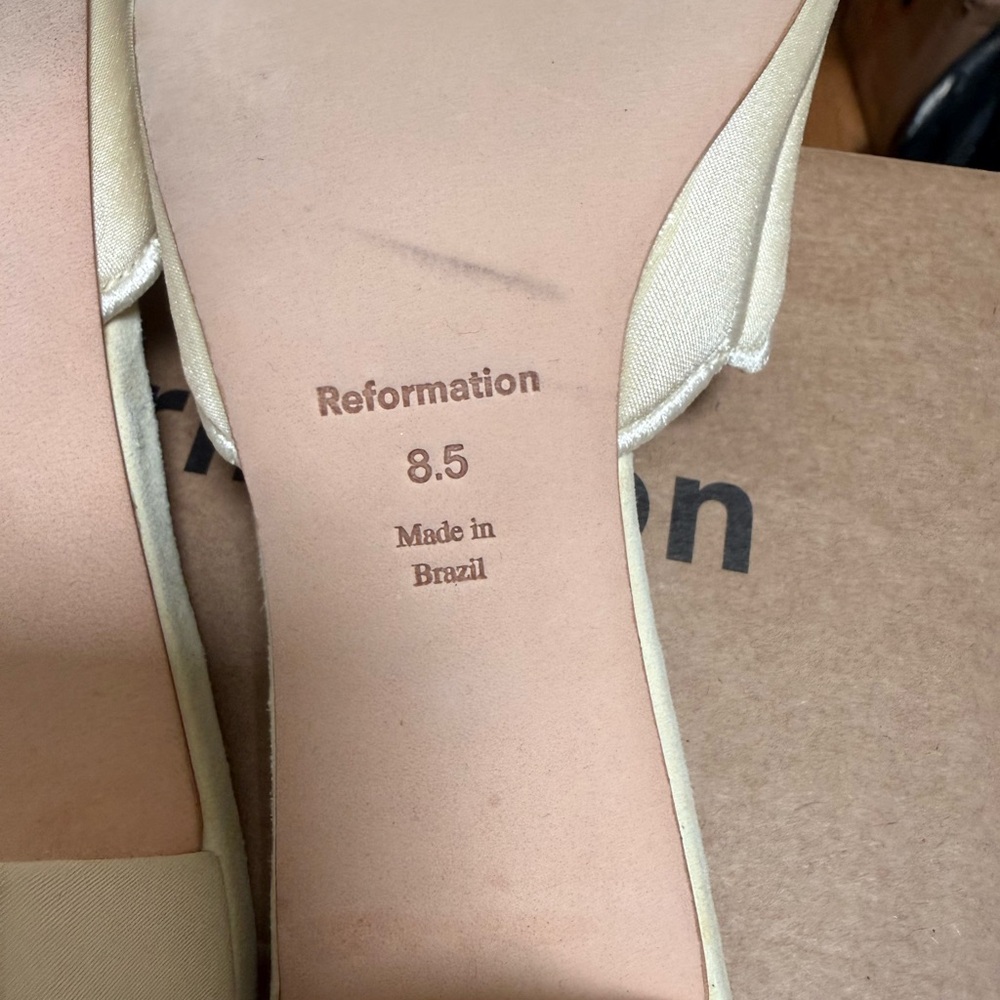Reformation Waldena heels seashell cream puff block heel taffeta 8.5 - Picture 9 of 10